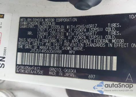 2006 Toyota 4Runner Sr5 V6 из США, поврежденный, VIN JTEZU14R560065988